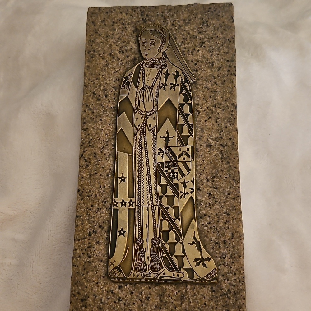 Vtg Lady Elizabeth Verney Monumental Brass Rubbing Etching Plate Plaque - Picture 2 of 6
